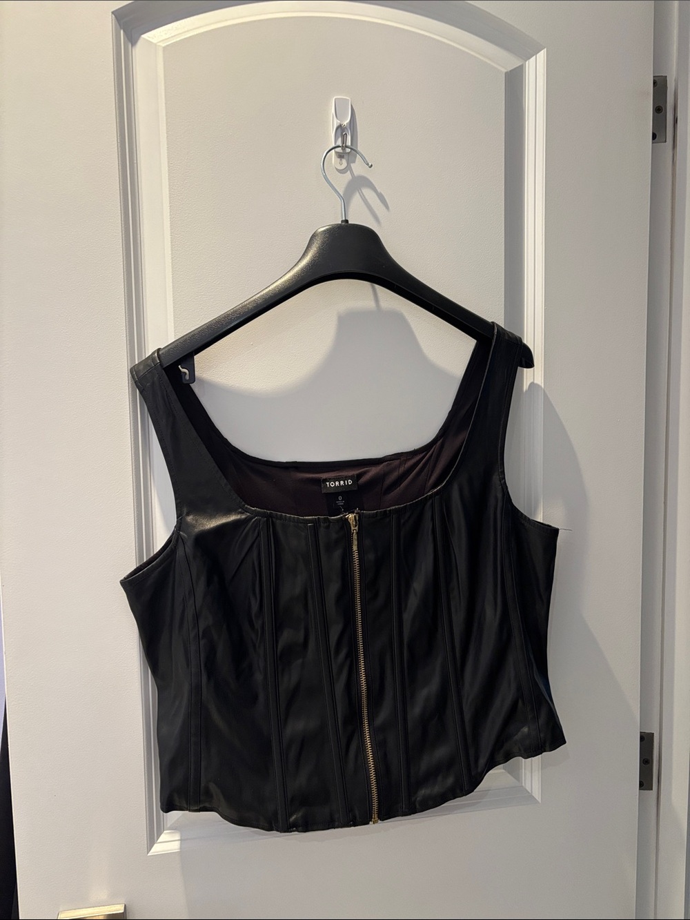 torrid Black Faux Leather Zip-Front Crop Tank